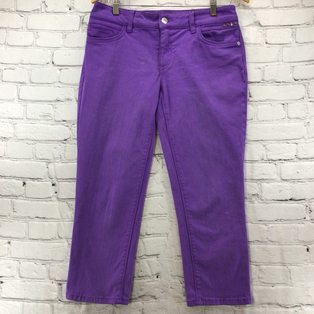 Chicos So Slimming Pants Womens sz 00 (2) Ankle Purple Flaw